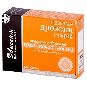 купить Дрожжи пивные сухие очищенные ''Эвисент'' с серой, таб. №100