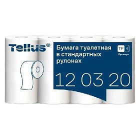 купить Туалетная бумага Tellus 120320 в стандартных рулонах мягкая 2-слоя 184 л 8 рулонов