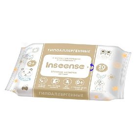 купить Салфетки влажные для детей Inseense с экстрактом ромашки и витамином Е 20 шт