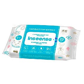 купить Салфетки влажные для детей Inseense с антибактериальным эффектом 20 шт
