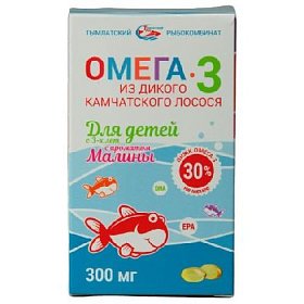купить Salmonica Омега-3 из дик камч лосося д/дет с 3 лет малина капс 300мг бл №84