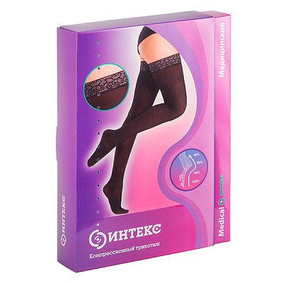 купить Чулки ИНТЕКС бандаж с ажурной силиконовой резинкой капучино 2 рост 2 класс компрессии